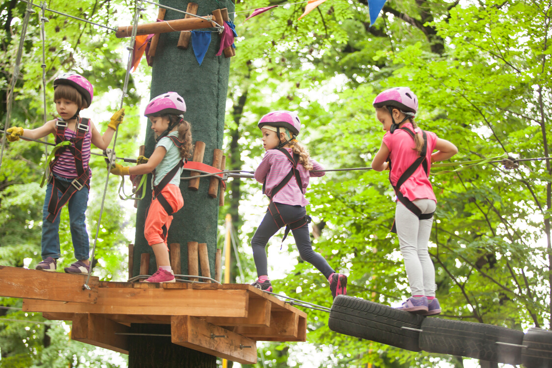 Kids at the Obstacle Course in Adventure Park