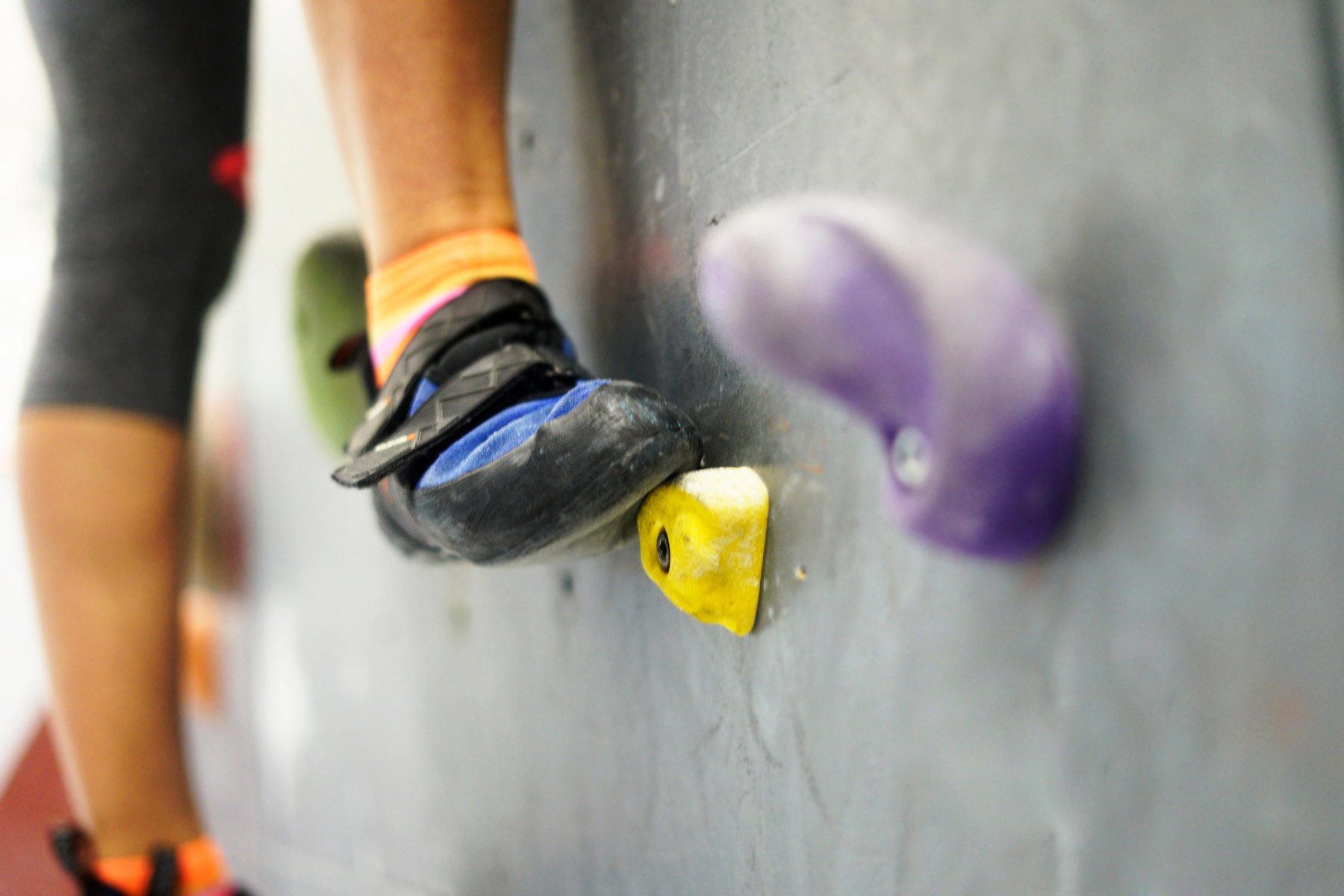 Rocks on climbing wall.